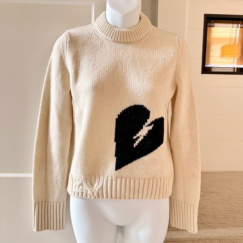 ZADIG & VOLTAIRE Cutie Merino Wool Crewneck Heart Sweater Sz S NWT $328 - Picture 1 of 5